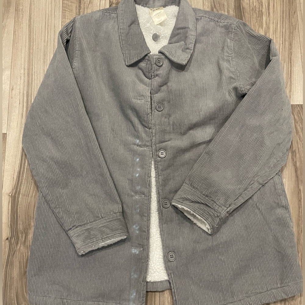 Gray Corduroy Sherpa Lined Shacket Size Medium